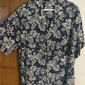 Navy Floral Hawaiian Shirt 2XL
